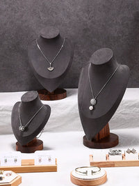 Walnut Wood Necklace Display Bust for Jewelry Store Window