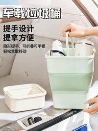Foldable Car Trash Can with Umbrella Storage, Portable Vehicle Waste Bin for Travel and Camping