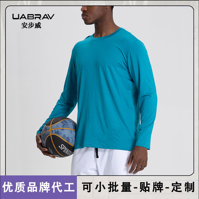 Men's Long Sleeve Basketball Training T-Shirt Quick Dry Running Fitness Top