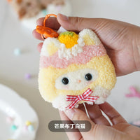 DIY Punch Needle Embroidery Kit Cartoon Cat Keychain Pendant for Beginners