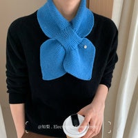 Korean Fashion Speckled Knit Cross Scarf Neck Warmer for Autumn/Winter