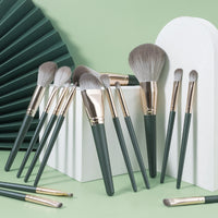 14-Piece Green Cloud Makeup Brush Set with Ultra-Soft Bristles for Beginners