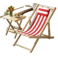Folding Wooden Beach Chair Recliner for Outdoor and Indoor Use, Adjustable Portable Lounge Chair