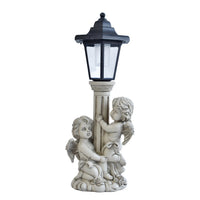 Solar Angel Garden Statue with Lantern - Outdoor Resin Figurine Night Light for Patio Decor