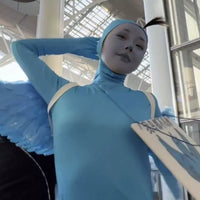 Abstract Blue Bird Mascot Costume with Wings for Cosplay and Prank