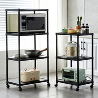 Multi-layer Kitchen Storage Rack with Wheels for Microwave Oven Pots and Pans, Heavy-Duty Movable Organizer
