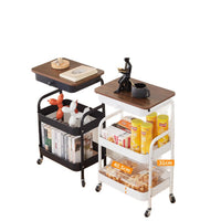 3-Tier Mobile Storage Cart with Adjustable Tabletop and Drawers for Home, Snacks, and Sofa Side