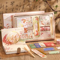 Chinese Style Gilded Notebook Gift Set with Stationery for Students