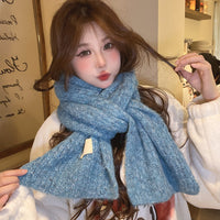 Women's Long Knitted Plush Scarf - Warm Neck Warmer & Shawl