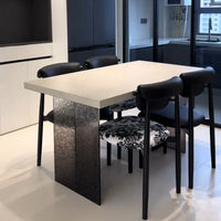 Modern Minimalist Rectangular Sintered Stone Dining Table with Acrylic Base for Small Spaces