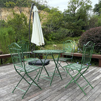 Outdoor Garden Wrought Iron Vintage Foldable Chair for Villa Homestay Dining and Home Use, Single Person Backrest Chair