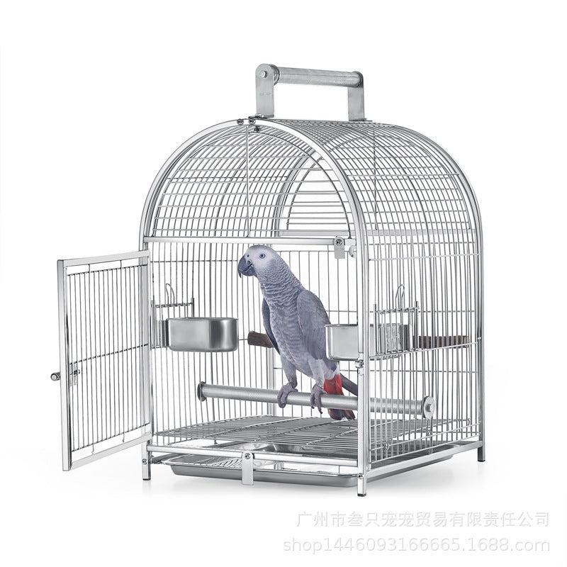 Portable Stainless Steel Parrot Travel Cage for Medium to Large Birds - 304 Stainless Steel Observation Display Breeding Cage