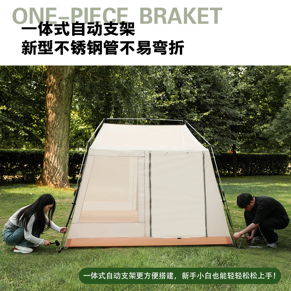 Automatic Pop-Up Ridge Tent with Integrated Canopy for Outdoor Camping