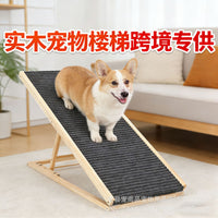Foldable Solid Wood Pet Stairs Ramp for Dogs and Cats, Non-Slip Portable Pet Ladder