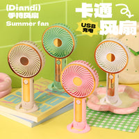 Portable USB Rechargeable Handheld Fan with LED Light and Phone Stand for Desk, Dorm, Office