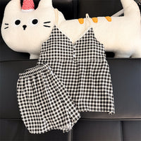 Women's Summer Floral/Plaid/Polka Dot Camisole Pajama Set with Chest Pads