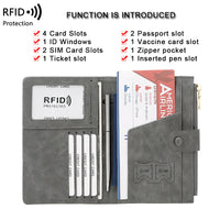 RFID Blocking Passport Holder with Zipper Closure - Multi-functional Travel Document Organizer