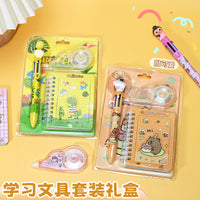 Cartoon Stationery Set for Students - Ballpoint Pen & Notebook Gift Box (3-Piece Set)
