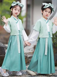 Kids Hanfu Chinese Ancient Costume for Boys and Girls, Traditional School Uniform for Performances and Ceremonies