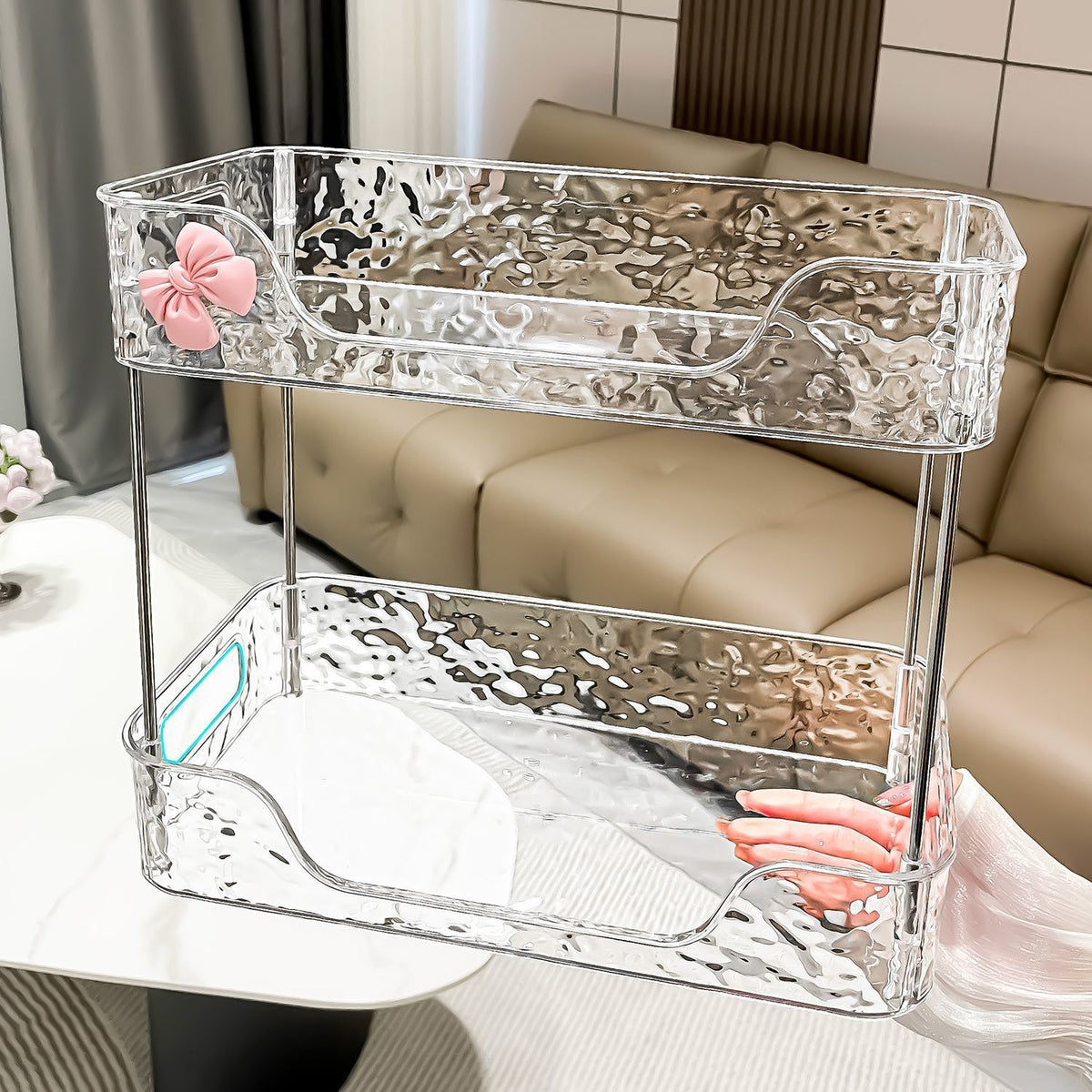Acrylic Transparent Cosmetic Organizer Box for Vanity and Bathroom, Skincare Perfume Storage Rack, Desktop Organizer