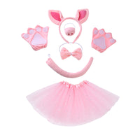 Halloween Pink Pig Costume Set for Kids - Headband, Tail, Skirt, and Accessories