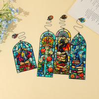 Fantasy Stained Glass Style Acrylic Bookmark with Dragon Pattern
