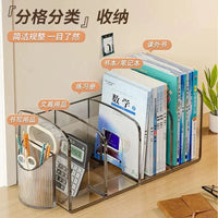 2-Pack Clear Acrylic Expandable Bookends for Desk Organization