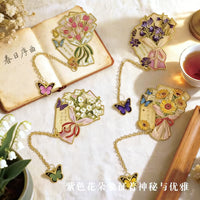 Hollow Floral Metal Bookmark Chinese Style Brass Page Clip for Students and Teachers