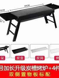 Portable Charcoal BBQ Grill with Storage Board, Foldable for Outdoor Camping and Picnics