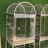 Changyuan 304 Stainless Steel Bird Cage for Parrots, European Style Indoor Aviary with Tempered Glass Front