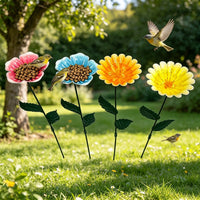 Iron Art Bird Feeder & Waterer with Flower Decor for Garden & Park
