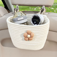 Car Seat Back Cotton Rope Storage Basket with Cartoon Design