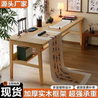 Modern Wall-Mounted Computer Desk with Solid Wood Frame for Home Office and Study