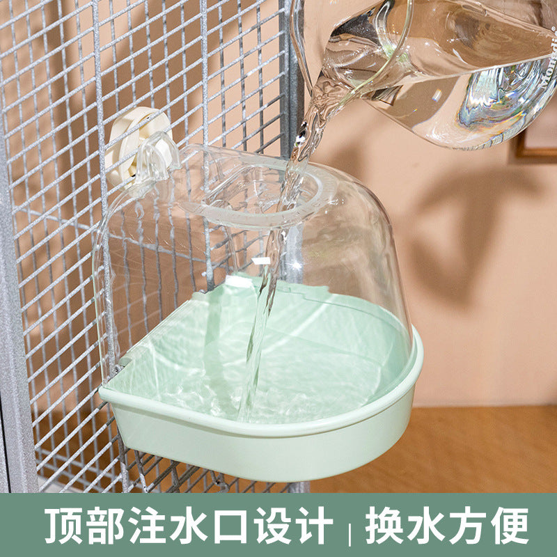 Bird Bath Box for Parrots and Small Birds, Cage Mounted Shower Basin