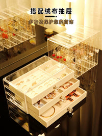 Large Capacity Jewelry Organizer Box for Earrings Necklaces Bracelets Rings, Desktop Vanity Display Storage Case