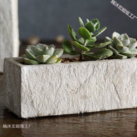 Rectangular Cement Planter for Indoor Plants, Succulents, and Hydroponics