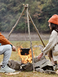 Qisu Outdoor Stainless Steel Tripod for Campfire Cooking and Camping