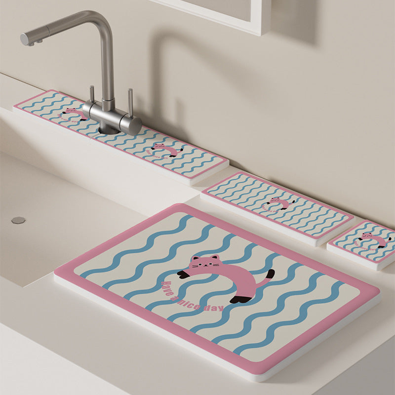 Diatomaceous Earth Faucet Absorbent Mat for Bathroom and Kitchen Sinks