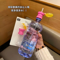 Portable Anti-Choke Mineral Water Bottle Straw Cap with 3-in-1 Converter for Wide Mouth Bottles