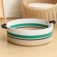 Hand-Woven Rattan Cat Bed with Scratching Board, All-Season Pet Nest with Optional Cushion