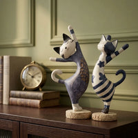 Italian Retro Cat and Reading Woman Figurines for Home Decor