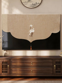 New Chinese Style Lotus Embroidered TV Dust Cover for 52-85 Inch Screens