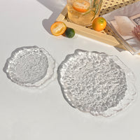 Irregular Glacier Glass Dessert Plate for Snacks and Appetizers