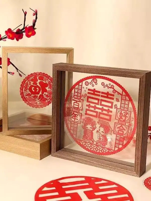 Double-Sided Glass Picture Frame for Paper Cuttings and Art Display