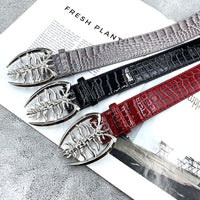 Motorcycle Punk Style Crocodile Pattern Belt with Dark Aesthetic