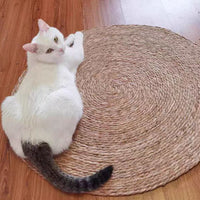 Large Cat Scratching Pad & Lounger, Woven Seagrass Scratch Bowl, Durable Cat Scratcher Bed