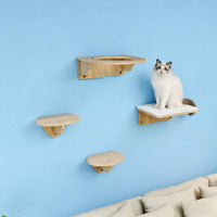 Wall-Mounted Cat Climbing Frame with Hammock and Perch