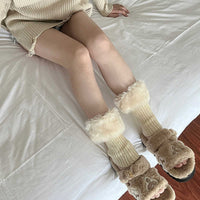 Winter Faux Fur Leg Warmers Boot Cuffs for Women, Thick Plush Socks