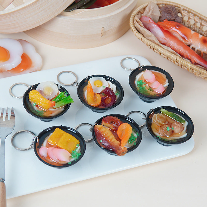 Miniature PVC Japanese Ramen Bowl Keychain Toy
