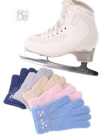 Figure Skating Plush Gloves - Thermal, Breathable & High-Elastic with Rhinestone Accents